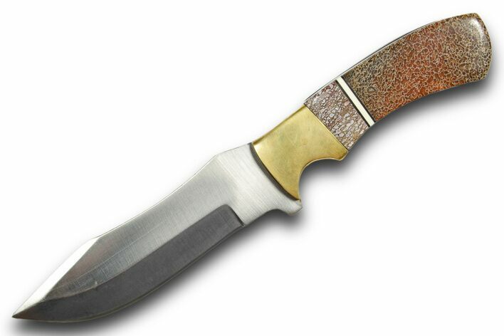 Knife with Fossil Dinosaur Gembone & Mammoth Tusk Inlays #370837